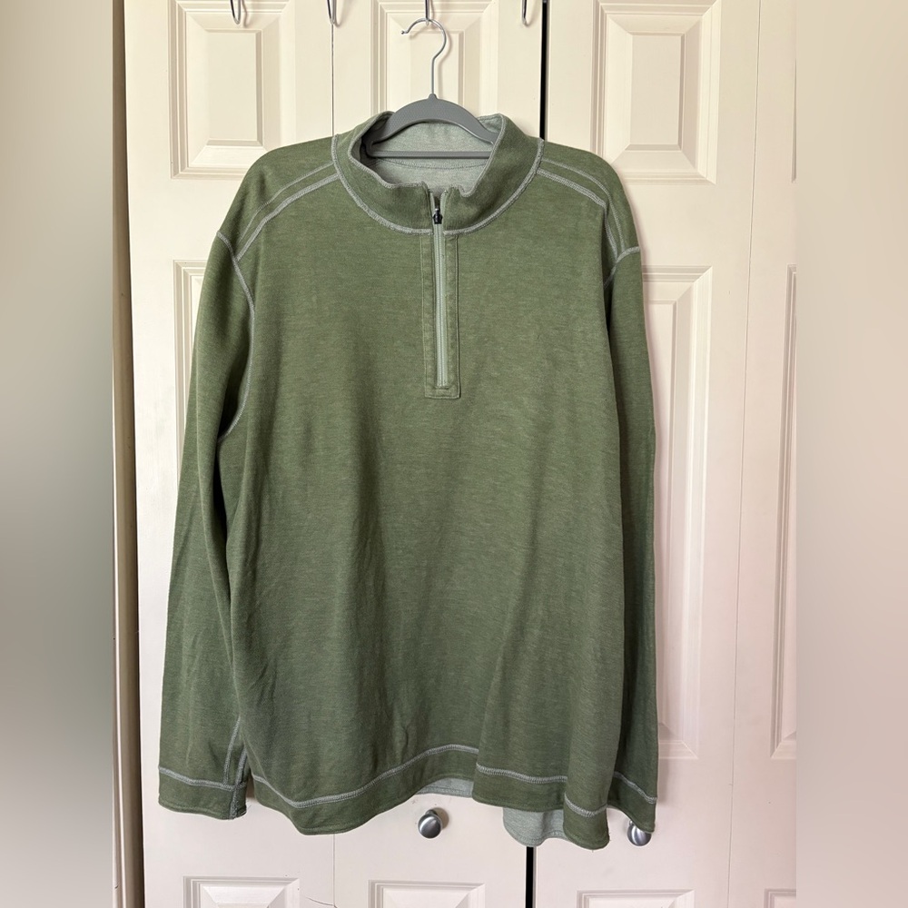 Tommy Bahama Reversible Green Quarter-Zip Pullover